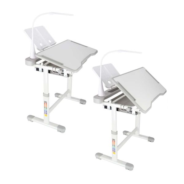 Kinder-Schulpult mit verstellbarem Stuhl und LED-Lampe USB grau 175583.jpg