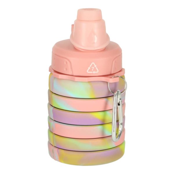 Butelka na wode bidon silikonowy skladany z uchwytem sportowy 500ml teczowy 174038.jpg