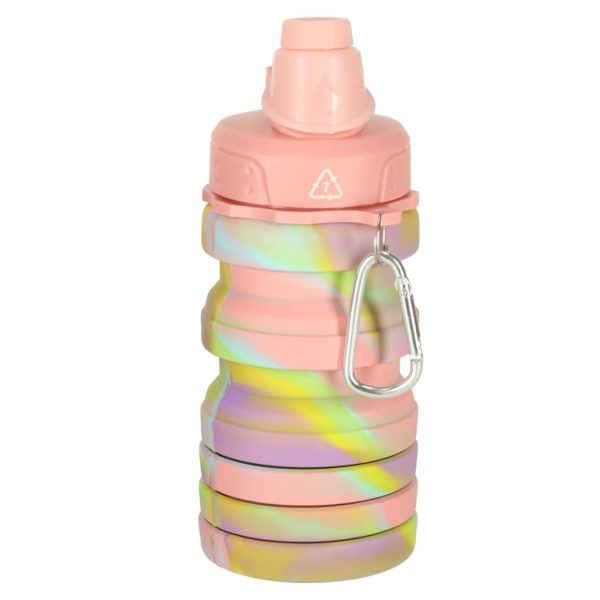 Butelka na wode bidon silikonowy skladany z uchwytem sportowy 500ml teczowy 174039.jpg