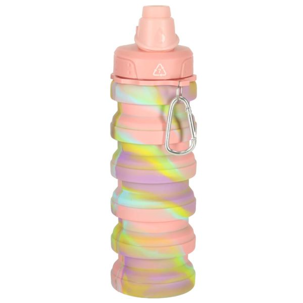 Butelka na wode bidon silikonowy skladany z uchwytem sportowy 500ml teczowy 174040.jpg