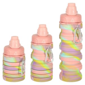 Butelka na wode bidon silikonowy skladany z uchwytem sportowy 500ml teczowy 174041.jpg