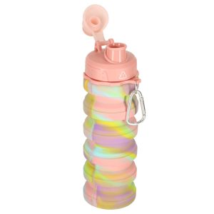 Butelka na wode bidon silikonowy skladany z uchwytem sportowy 500ml teczowy 174042.jpg