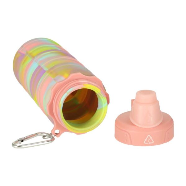 Butelka na wode bidon silikonowy skladany z uchwytem sportowy 500ml teczowy 174044.jpg