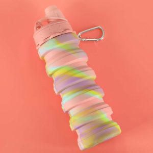 Butelka na wode bidon silikonowy skladany z uchwytem sportowy 500ml teczowy 174049.jpg