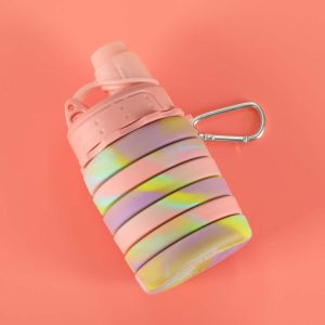 Butelka na wode bidon silikonowy skladany z uchwytem sportowy 500ml teczowy 174050.jpg