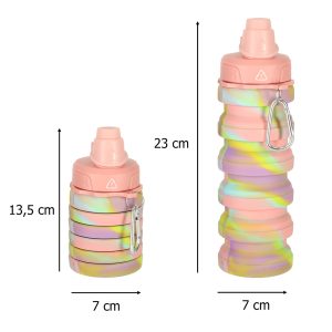 Butelka na wode bidon silikonowy skladany z uchwytem sportowy 500ml teczowy 174245.jpg