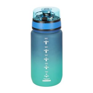 Butelka na wode bidon ze slomka uchwytem sportowy 600ml niebiesko zielony