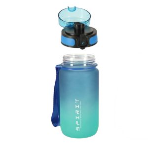 Butelka na wode bidon ze slomka uchwytem sportowy 600ml niebiesko zielony