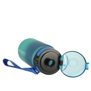 Butelka na wode bidon ze slomka uchwytem sportowy 600ml niebiesko zielony