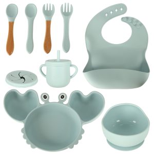 Silicone dishes for children, crab, set of 9 pieces, blue 135887.jpg