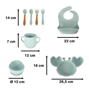 Silicone dishes for children, crab, set of 9 pieces, blue 135888.jpg