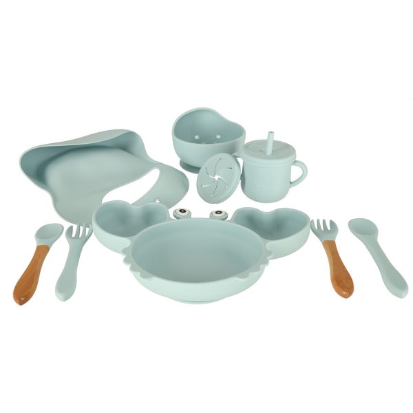 Silicone dishes for children, crab, set of 9 pieces, blue 135899.jpg