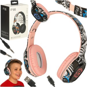 Sluchawki bezprzewodowe nauszne Bluetooth Gaming Sport rozowe 174152.jpg