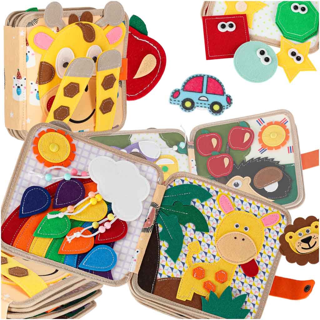 Ksiazeczka sensoryczna edukacyjna filcowa 3D manipulacyjna ruchome elementy zyrafa 176100.jpg