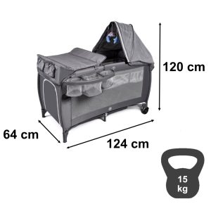 Lozeczko dzieciece turystyczne skladane dwupoziomowe przewijak max 15kg 177171.jpg