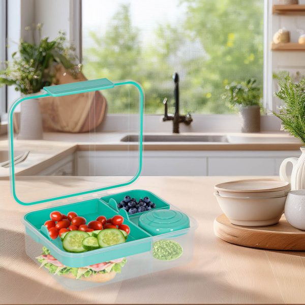 Svačinový box s přihrádkami, dělený, 2200ml, mátová 176334.jpg