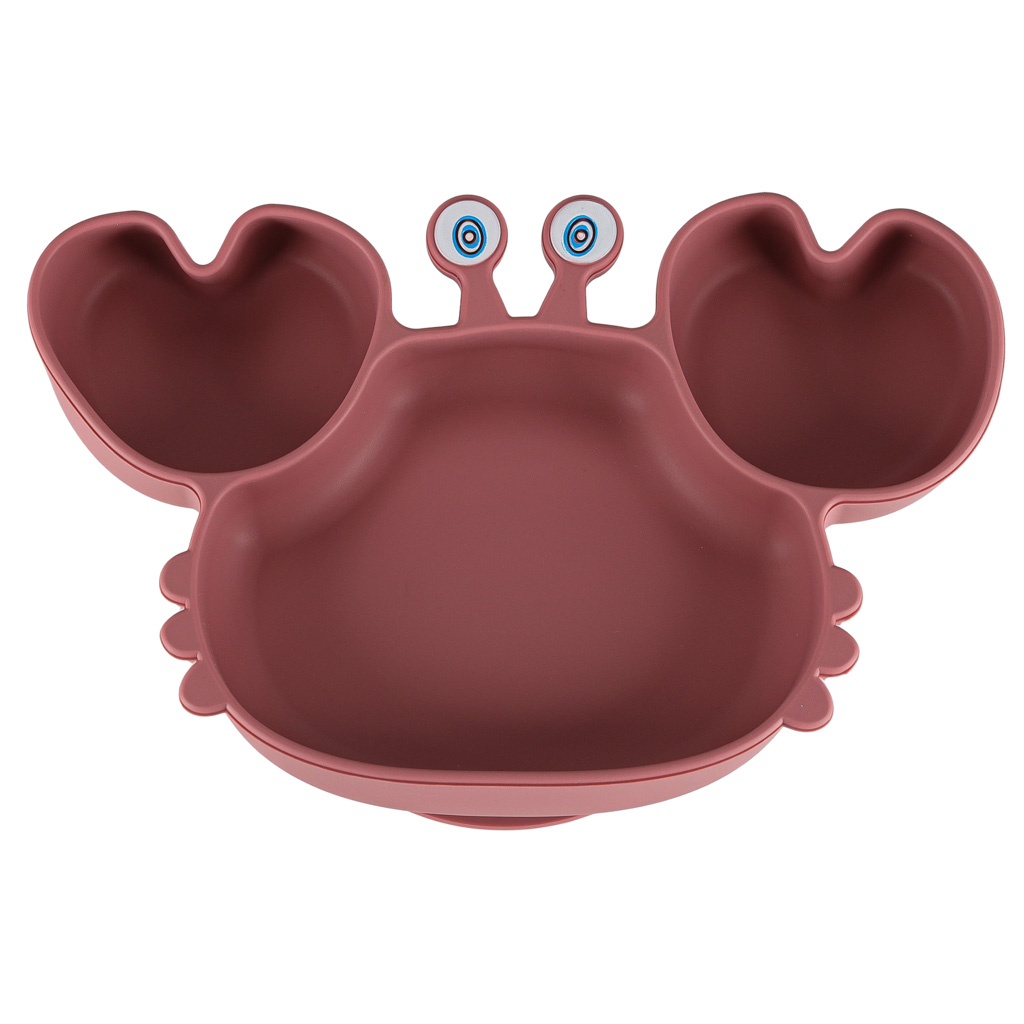 Naczynia silikonowe dla dzieci niemowlat krab zestaw 9 elementow ciemny roz 176347.jpg