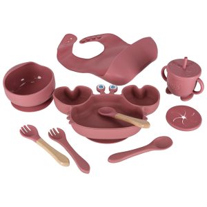 Silikongeschirr für Kinder und Babys, Krabbe, 9er-Set, dunkelrosa 176353.jpg