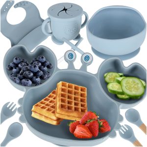 Silikongeschirr für Babys und Kinder, Krabbe, 9er Set, blau 176336.jpg