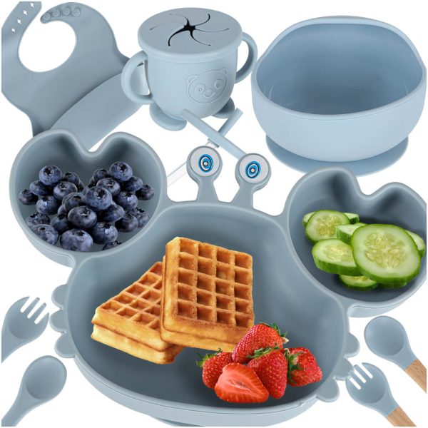 Silikongeschirr für Babys, Krabben-Set, 9-teilig, blau, 176336 Silikongeschirr für Babys und Kinder, Krabbe, 9er Set, blau 176336.jpg