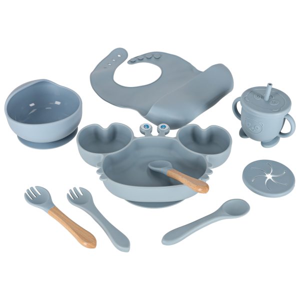 Silikongeschirr für Babys und Kinder, Krabbe, 9er Set, blau 176343.jpg