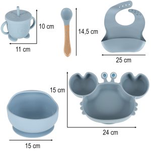 Silikongeschirr für Babys und Kinder, Krabbe, 9er Set, blau 176345.jpg