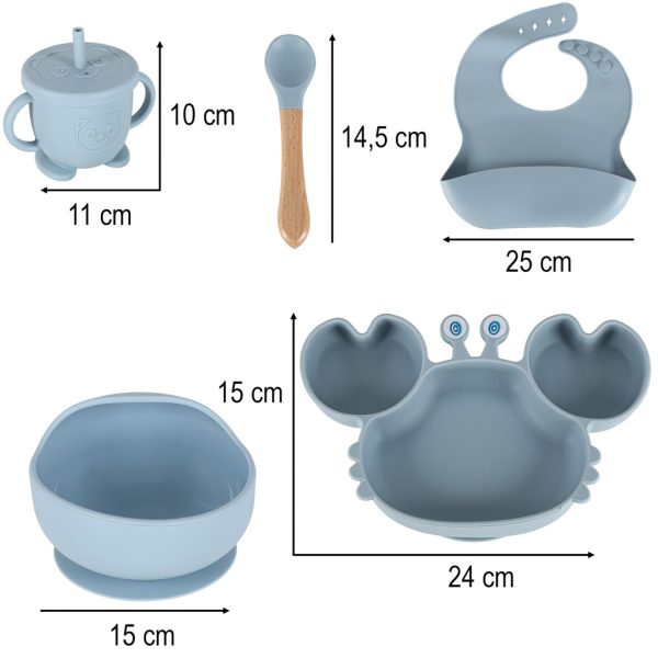 Silikongeschirr für Babys und Kinder, Krabbe, 9er Set, blau 176345.jpg