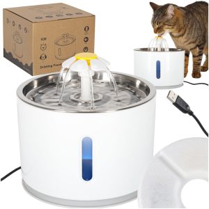 Фонтанчик для води для собак, котів, тварин, автоматичний фонтанчик, LED USB 2, 4 л, фільтр для очищення 176735.jpg