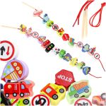 Klocki drewniane do nawlekania pojazdy znaki drogowe 178421.jpg