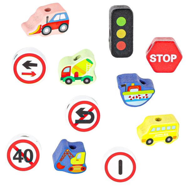 Klocki drewniane do nawlekania pojazdy znaki drogowe 178424.jpg