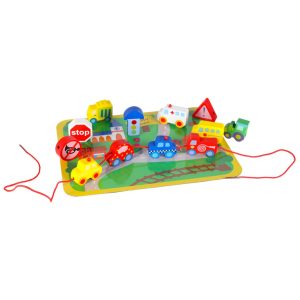 Klocki drewniane do nawlekania tablica plansza samochody pojazdy 178252.jpg