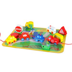 Klocki drewniane do nawlekania tablica plansza samochody pojazdy 178253.jpg