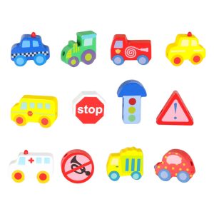 Klocki drewniane do nawlekania tablica plansza samochody pojazdy 178255.jpg