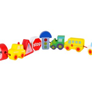 Klocki drewniane do nawlekania tablica plansza samochody pojazdy 178258.jpg