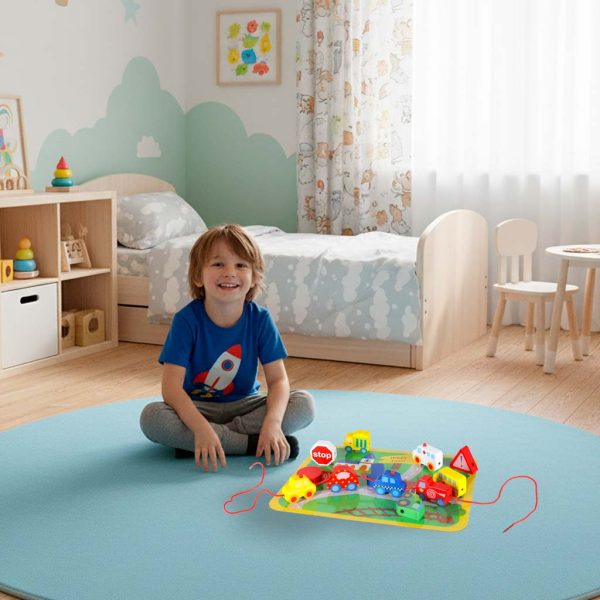 Klocki drewniane do nawlekania tablica plansza samochody pojazdy 178260.jpg