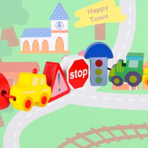 Klocki drewniane do nawlekania tablica plansza samochody pojazdy 178261.jpg