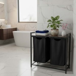 Kosz na pranie bielizne 2 komory z polka blatem pojemnik loft 76l 178570.jpg