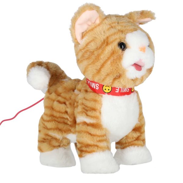 Kotek interaktywny na smyczy miauczy chodzi rusza ogonem bezowy 178827.jpg