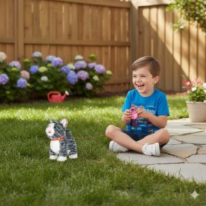 Kotek interaktywny na smyczy miauczy chodzi rusza ogonem szary 178842.jpg