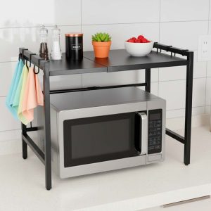 Polka kuchenna nad mikrofalowke organizer regulowany metalowy 6 wieszakow 178756.jpg