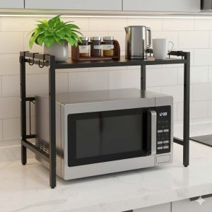 Polka kuchenna nad mikrofalowke organizer regulowany metalowy 6 wieszakow 178757.jpg