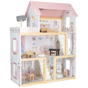 Domek dla lalek drewniany mebelki 80cm roz LED 178909.jpg