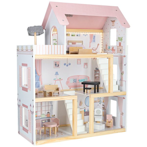 Domek dla lalek drewniany mebelki 80cm roz LED 178909.jpg