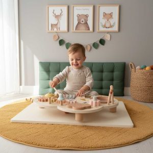 Stolik edukacyjny drewniany tablica muzyczna cymbalki talerze 179584.jpg