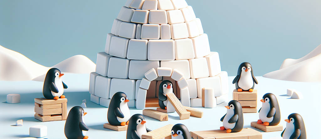 Gra zręcznościowa Zbuduj Igloo Pingwiny – zdjęcie zestawu i rozgrywki rodziny