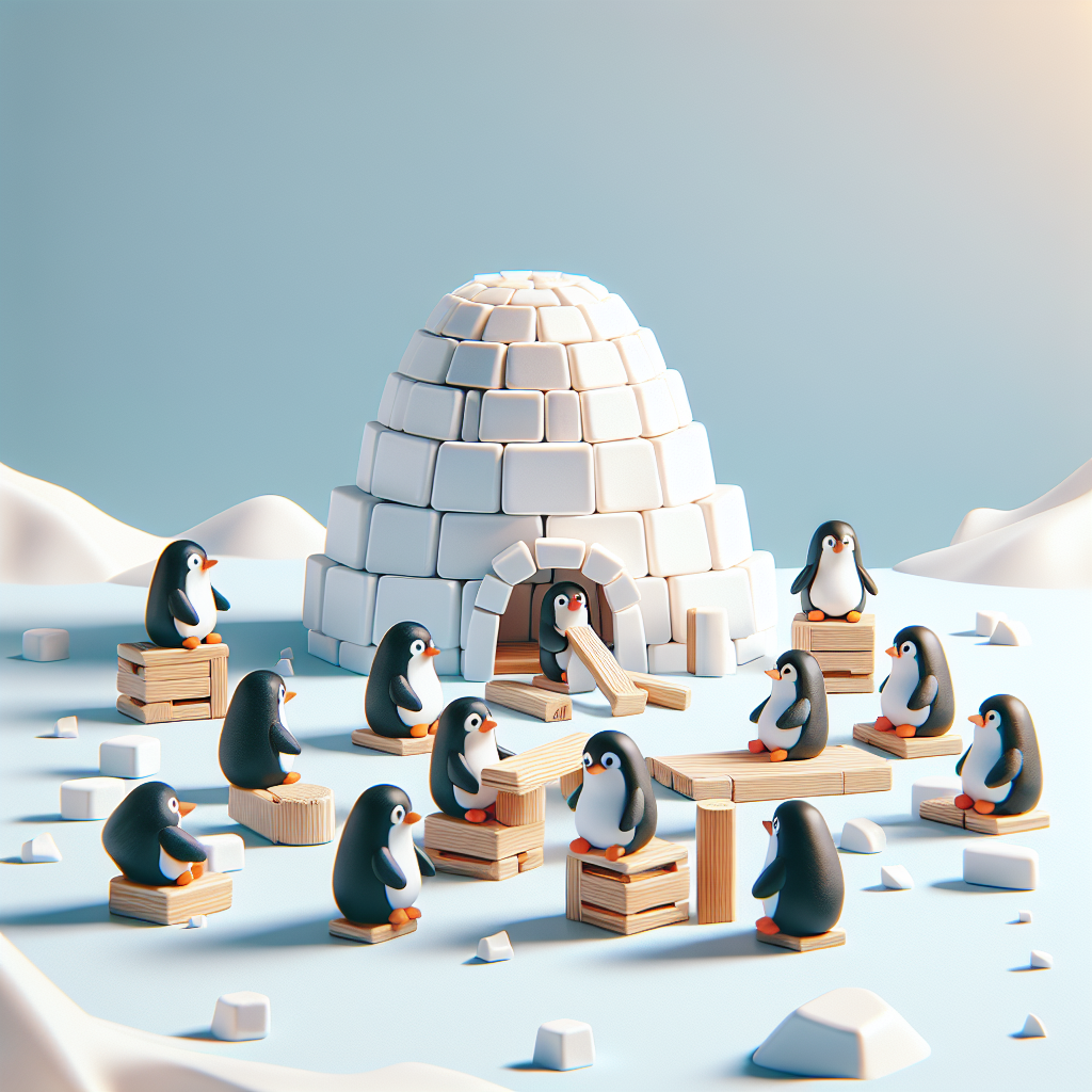 Gra zręcznościowa Zbuduj Igloo Pingwiny – zdjęcie zestawu i rozgrywki rodziny