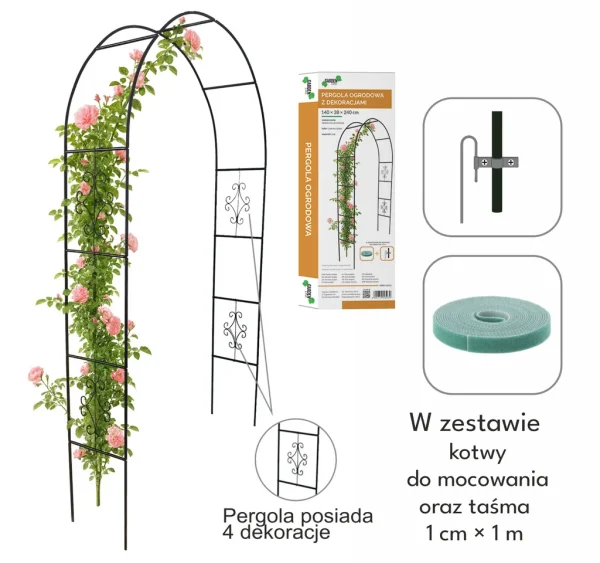 pergola ogrodowa metalowa uk uchwyt na roze kwiaty pnacza 24 5bf5ec71370f45cca50954cc0620c75a