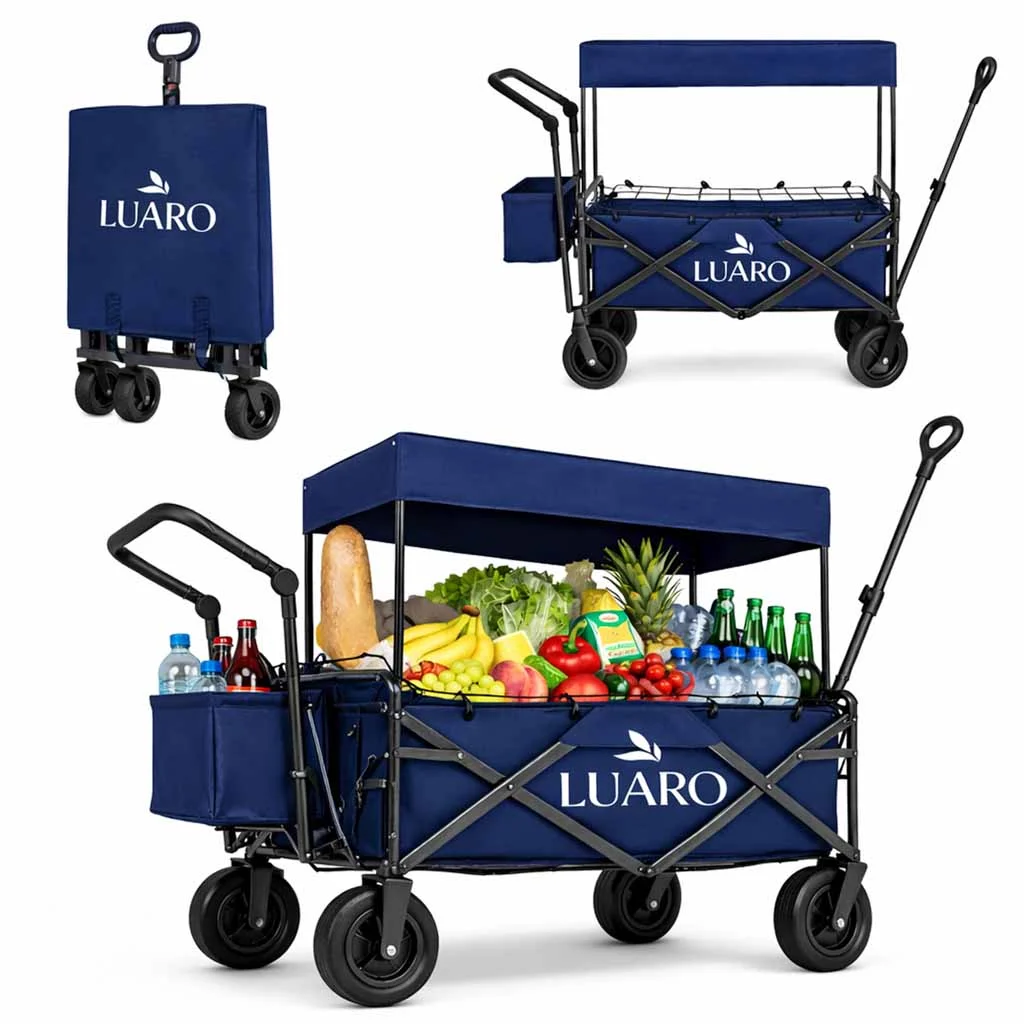 wozek transportowy luaro plazowy skadany z daszkiem i siatka 05f6912b010f43abb1ae1208d448d744