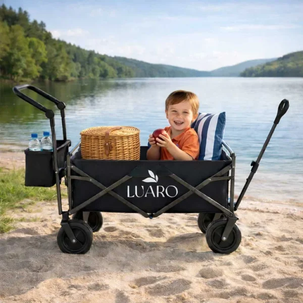 wozek transportowy luaro plazowy skadany z daszkiem i siatka 30ebdde2577f45ee87b3960744a76bf6